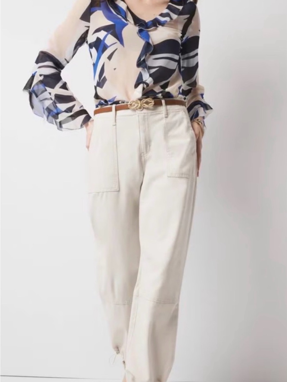 NWT WHBM Pret Relax Ankle in Pearl Dust High Rise Pant - Women 10R
